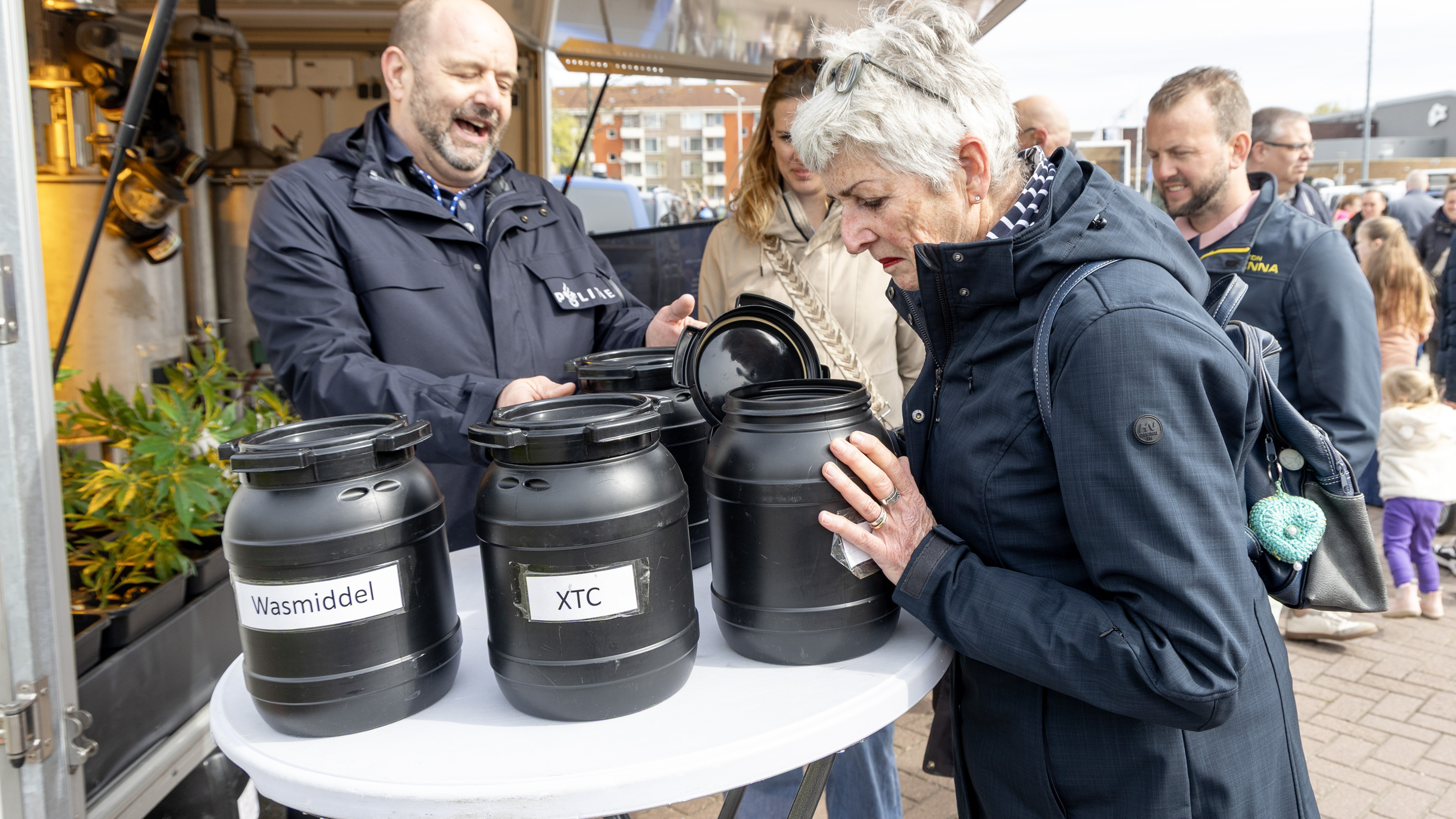 'A weed plantation smells like floor wax.' Visitors at Zeewijk Safety Day sniff drug scent jars