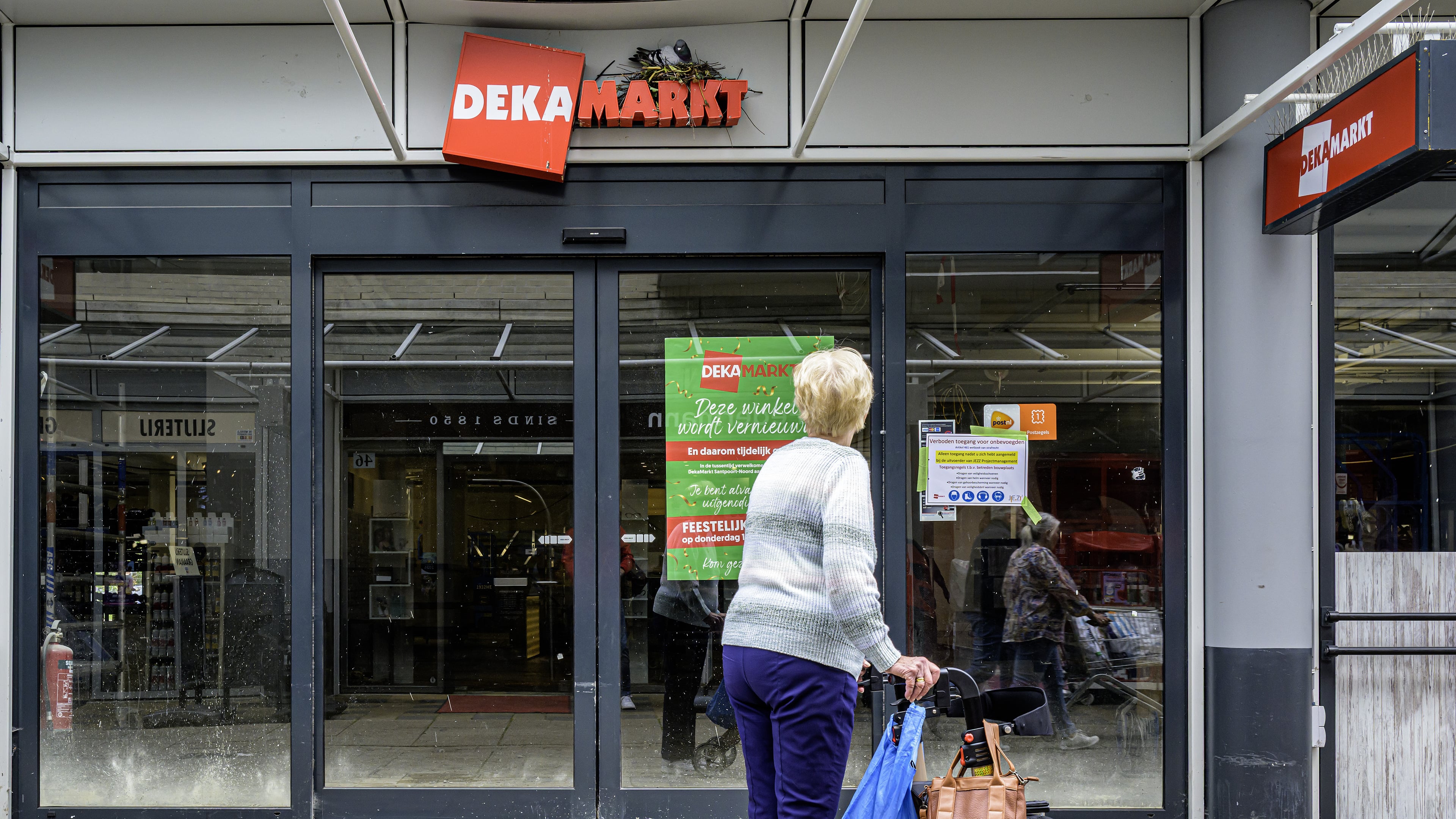 'New style' DekaMarkt store opens with old logo due to nesting pigeon above entrance: 'Nature has its own schedule and we are happy to adapt'