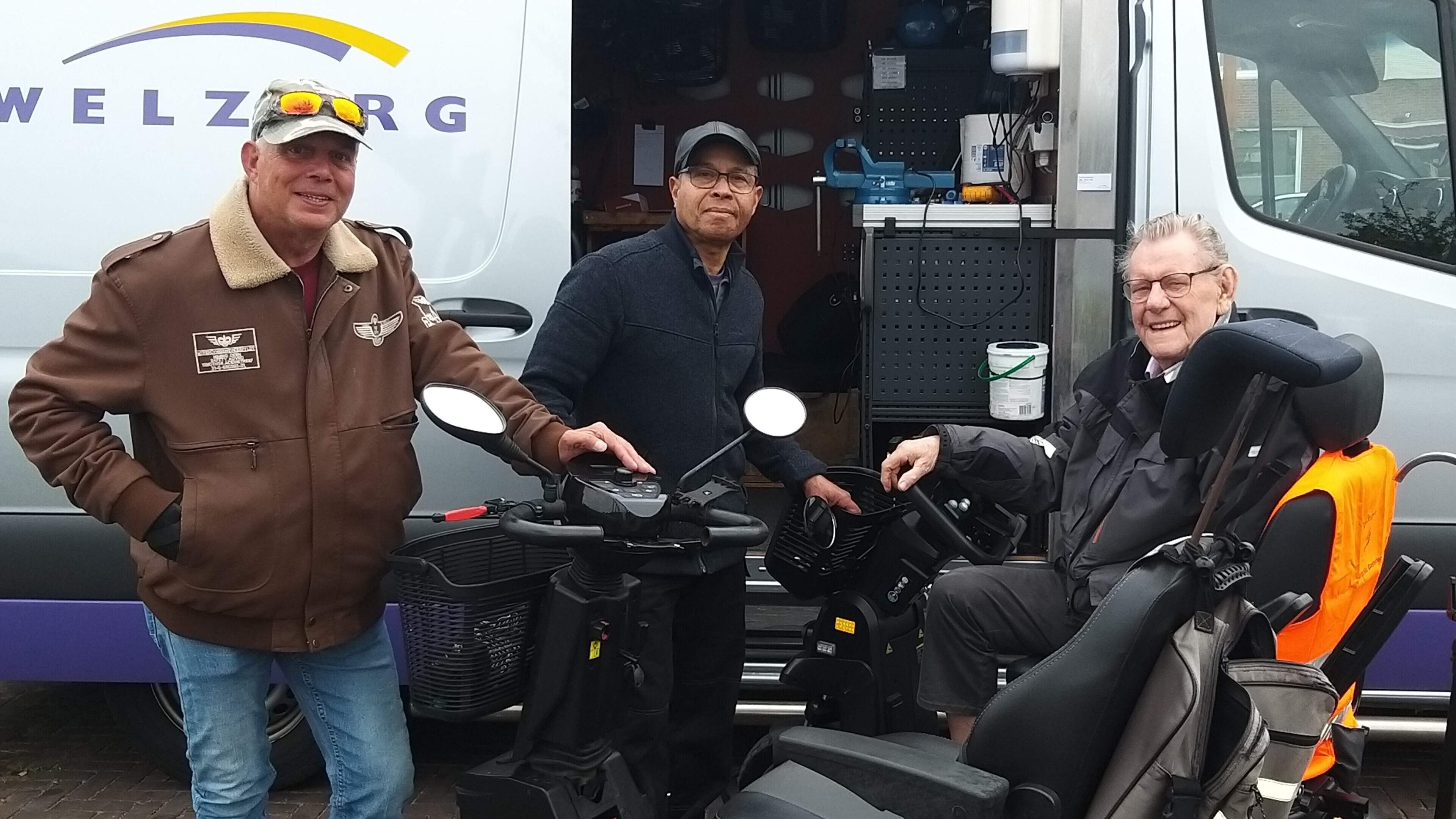 Getting a quick mobility scooter check-up at the weekly market: 'The rack for my walker rattles a bit'